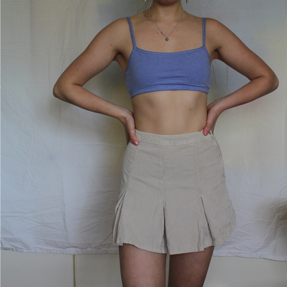 Urban outfitter tan pleated school girl mini skirt